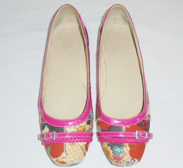 BEAUTIFUL WITTNER CHINOISERIE FABRIC PRINT BALLET FLATS size 8