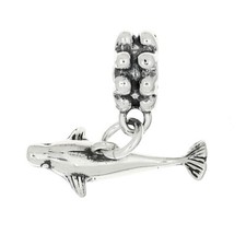 Sterling Silver Small 3D Beluga Whale Dangle Bead Charm