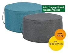 Sitzpouf Sitzhocker Sitzkissen aufblasbar Innen Aussen 53x27 grau türkis Hedura