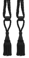 DÉCopro Quasten-Tiebacks, Verstellbare BandläNge, Reine Schwarz Color# K9 Set 2
