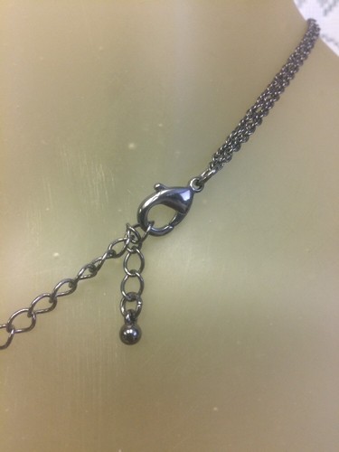 Gold-Tone Chain & Rhinestone Tassel Pendant on Gun Metal Grey 31" Long Chain - Picture 3 of 7