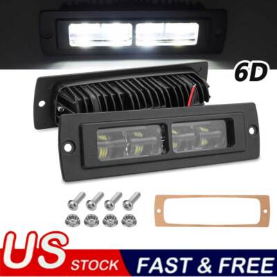 2X 7inch Flush Mount Pods LED Work Light Bar Fog Offroad Driving Flood Spot SUV