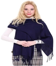 CJ Apparel Navy Blue Solid Color Shawl Seconds Scarf Stole Wrap Pashmina **NEW**