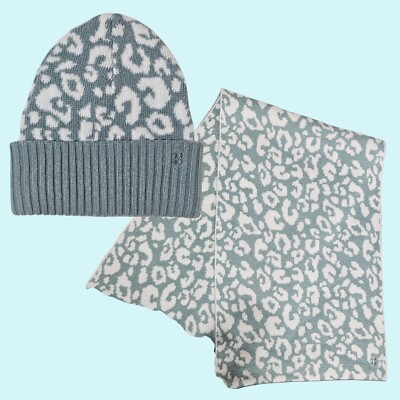 NWT SWEATY BETTY ANIMAL JACQUARD BEANIE IN BLUE LEOPARD PAINT JACQUARD Sweaty Betty Animal Jacquard Blue Leopard Beanie Wool-Blend  main image 2