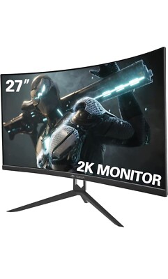 CRUA 27 inch Monitor 2560/1440p 2k QHD IPS 144hz 1800R Three Sides - Main Image