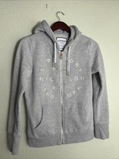 Superdry British Design Grey Full Zip Hooded Sweatshirt Size 8