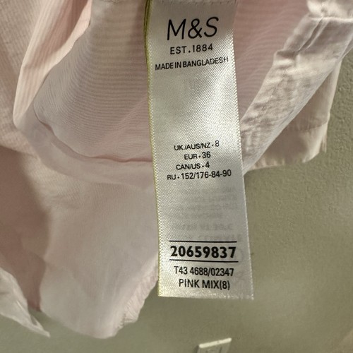 M&S Collection Women’s Pink And White Striped Button Up Shirt 3/4 Sleeve Size 4 - Picture 3 of 7