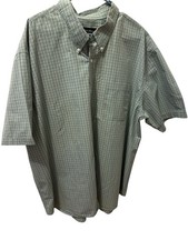 Eddie Bauer Relaxed Fit Button Down Shirt Mens 3XL Light Mint Green Plaid EUC