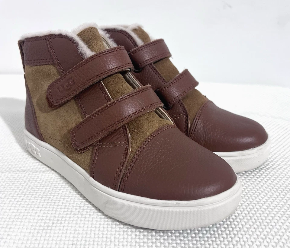 UGG Rennon мальчиков зимние ботинки ЕС 30 США 12 коричневый арка поддержки кожаный логотип новый без ЯРЛЫКОВ - Изображение 3 из 4