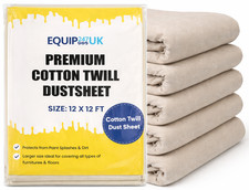 SUPERWEIGHT LARGE DURABLE 12' x 12' COTTON TWILL DUST SHEET PROFESSIONAL QUALITY