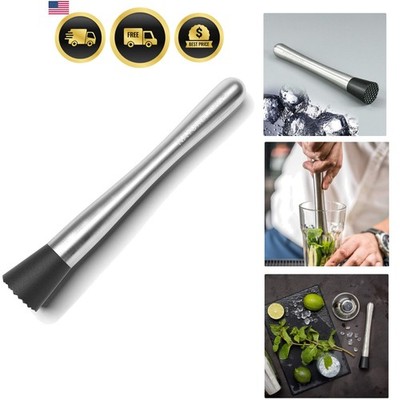 Food-Grad 304 Stainless Steel Cocktail Muddler and Mixing Spoon Home Bar Tool...