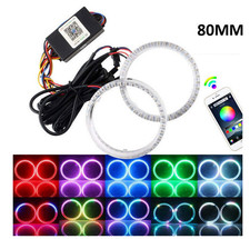 Anillos de halo ojos de ángel guía de luz LED RGB 80 mm 2 piezas para reacondicionamiento de faros de coche