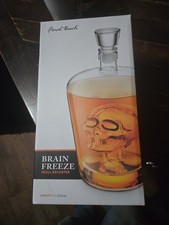 Brain Freeze Skull Decanter - 34oz Handblown Glass with Intricate Skull Insid...