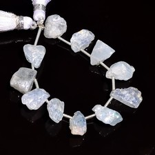 Coated Aquamarine Gemstone Fancy Shape Rough Beads 11X10 14X8 mm Strand 4" E-627