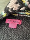 Pink Beanie and Betsey Johnson Black Patterned Scarf Set  — photo 2
