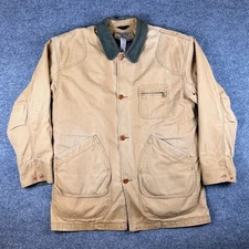 Vintage LL Bean Field Coat Mens L Brown Duck Canvas Barn Chore Lined Jacket
