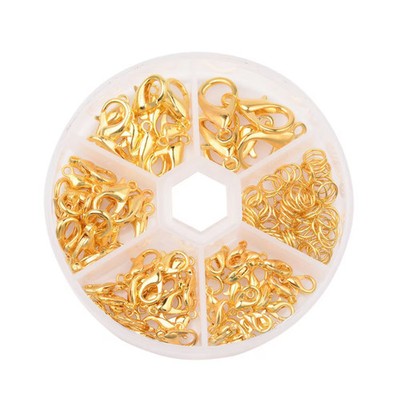 Clearance! 70PCS 5 Size Lobster Clasp with 50PCS Jump Ring in Container C33