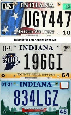 In God / Bicentennial  Indiana License Plate original Kennzeichen Originalbild