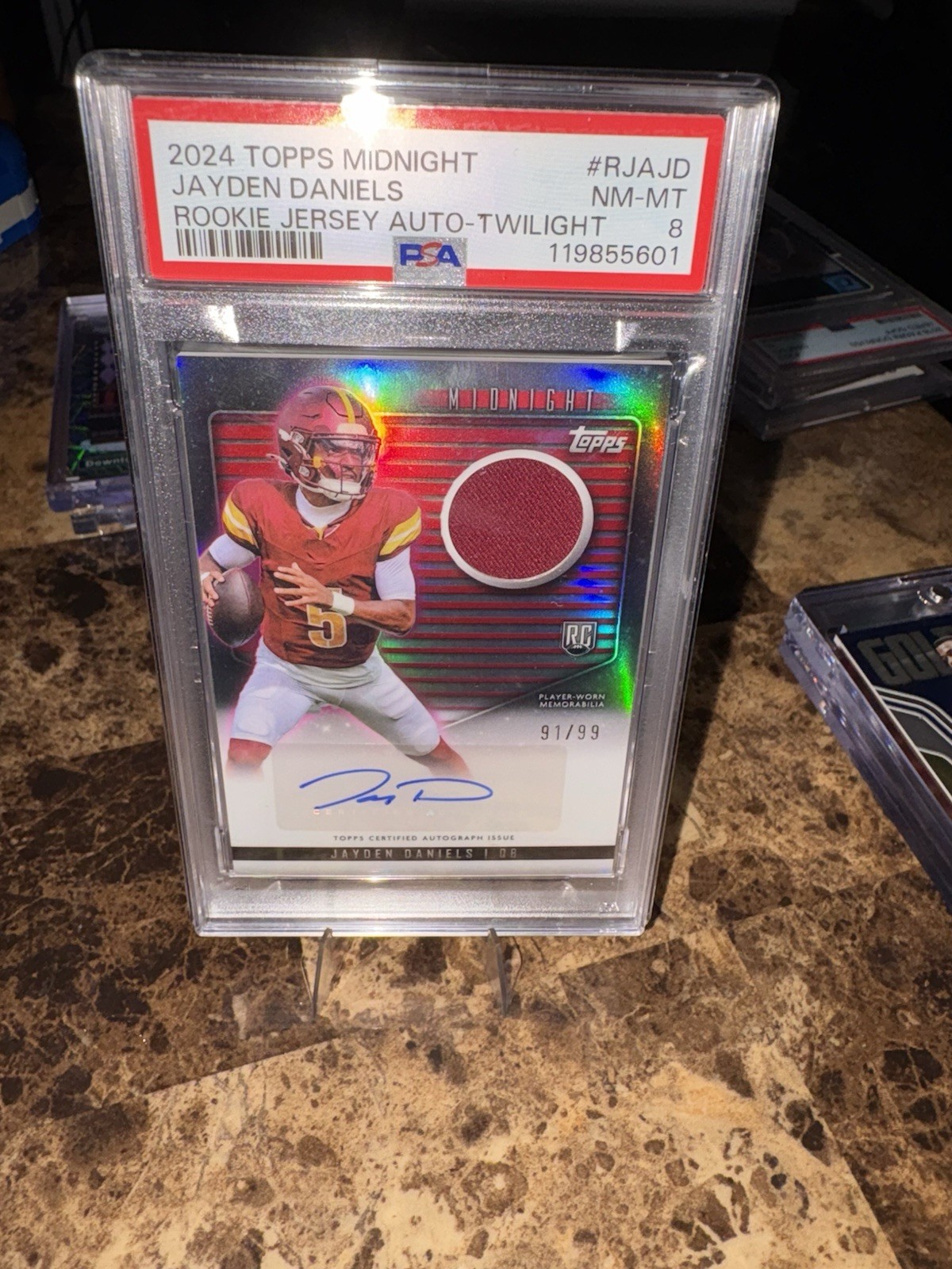 Jayden Daniels Topps Midnight Rookie Jersey Autographs #RJAJD Twilight