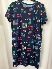 New Joyspun Women Summer Nightshirt Nightgown Navy Size S-M,L-XL, 2x-3x