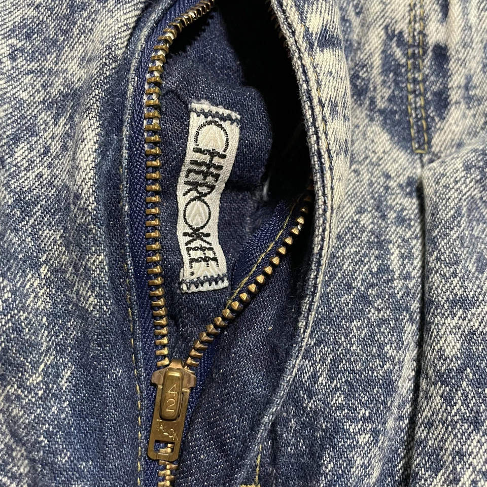 Falda vaquera Cherokee vintage para mujer lavado ácido medio cintura alta garra cremallera EE. UU. AÑOS 80 Foto 3 de 4