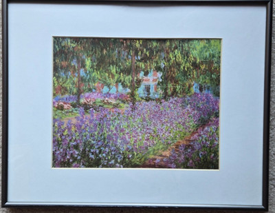 Claude Monet Print ''Garden at Giverny'' Matted & Framed Print 9x7'' w/Frame 14x11''
