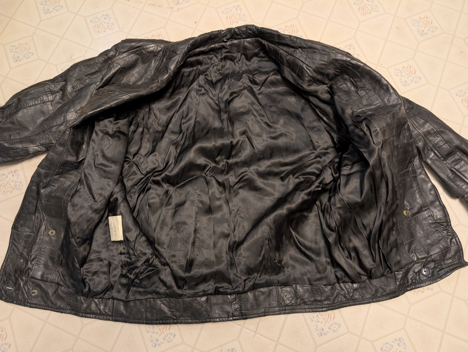 Women's Small Black Patchwork Leather Jacket Made… - image 3