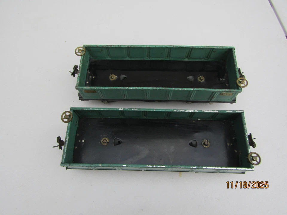 Vintage Pre-war Lionel Lines Standard Gauge No. 512 Gondola Set Green Original - Image 2 of 4