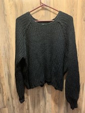Wild Fable Women's Medium Crewneck Waffle Knit Pullover Green Sweater