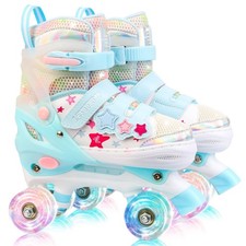 Kids Roller Skates for Girls Kids with Light Up Wheels, Adjustable 4 Sizes 1...
