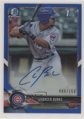 2018 Bowman Chrome Prospect Blue Refractor /150 Charcer Burks #BCPA-CB Auto 01w1