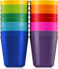 Kids Cups - Set of 18 Plastic Toddler Drinking Cups, 8 Ounce Tumblers