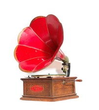 1910 Columbia Standard Phonograph w/Original Red Flower Horn * No Replica Parts