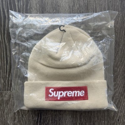 Supreme FW24 New Era Box Logo Beanie Beige Brand New Sealed | eBay