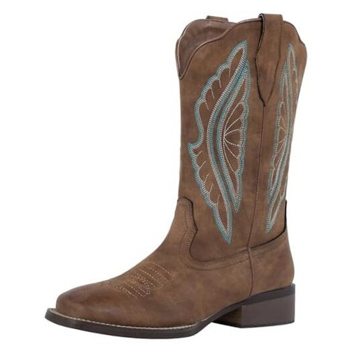 Women's Cowboy Boots Square Toe Wide Calf Cowgirl Boots Western Work Boots