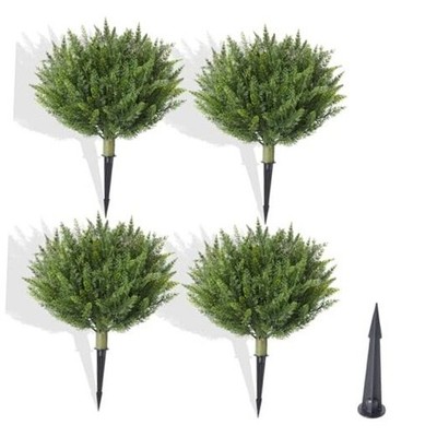 15.7'' Fake Shrubs, Artificial Cedar Ball Tree Plant, 4 4 x LFM-Cypress15.7
