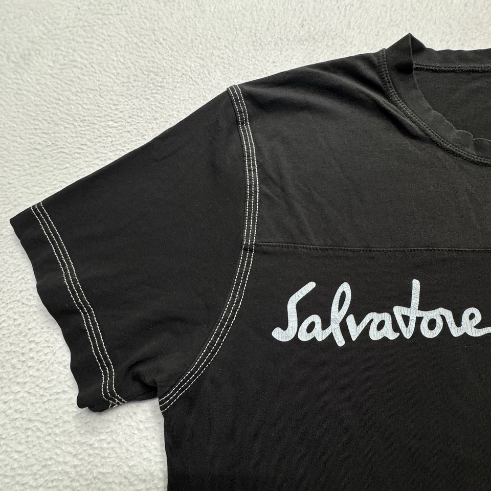 (S) Salvatore Ferragamo логотип футболка черный белый стежок сделано в Турции винтажный стиль - Изображение 4 из 4