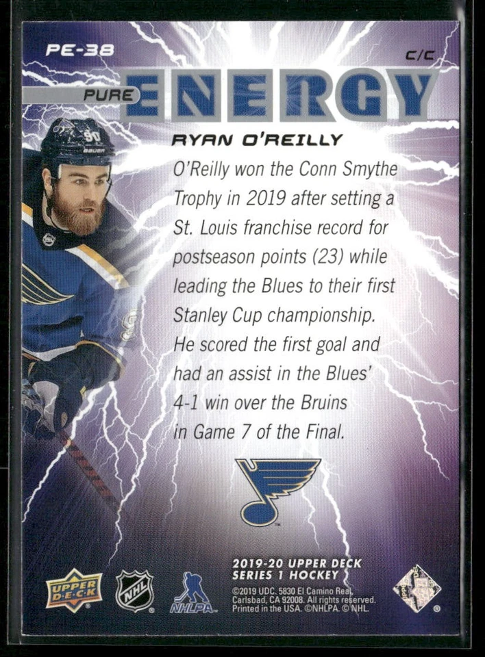 2019-20 Upper Deck - Pure Energy Ryan O'Reilly #PE-38 - Image 2 of 2