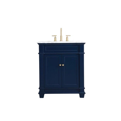 Elegant Decor Wesley 30" Steel and Solid Wood Single Bathroom Vanity Set in Blue - Picture 3 of 8