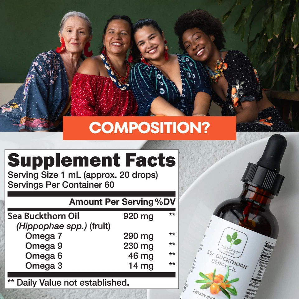 Sea Buckthorn Oil - 2 fl oz SeaBuckthorn Berry Oil Omega Supplement - Image 4 of 4