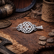 Celtic Weave Stick Barrette with Coordinated Hair Slide - Antique Silver