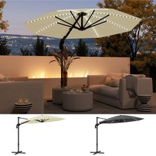 3(m) Cantilever Garden Parasol with Lights, Crank Handle & Cross Base