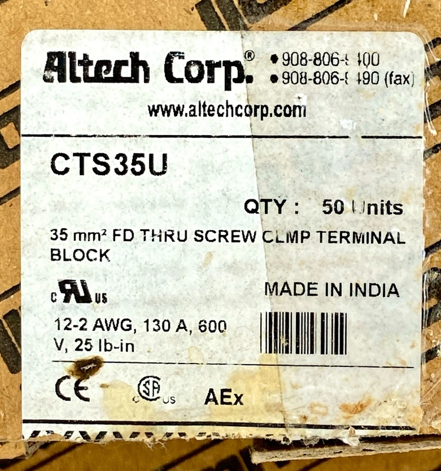 Altech CTS35U 35mm Feed Through Screw Clamp Terminal Block Box of 50 - Image 4 of 4