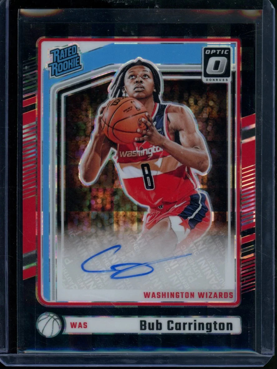 2024 Panini Donruss Optic Bub Carrington Rated Rookie Auto Black Pandora /25 Wiz