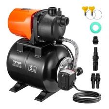 1HP Shallow Well Pump with Pressure Tank 1000GPH Irrigation Booster Pump