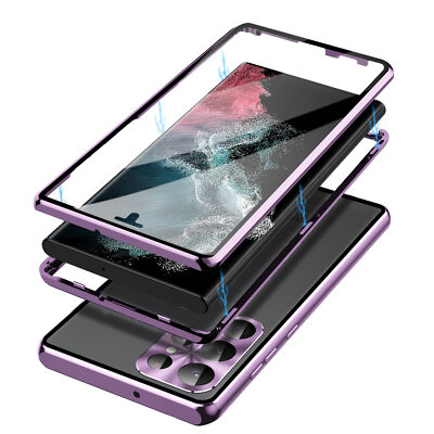 Magnetic Tempered Glass Double Sided Phone Case for Samsung Galaxy S21/S24 Ultra
