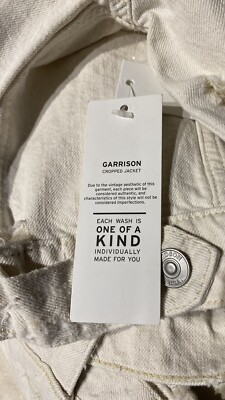 Hudson Jeans Garrison Destroyed Cropped White Denim Jean Jacket Medium  NWT $325