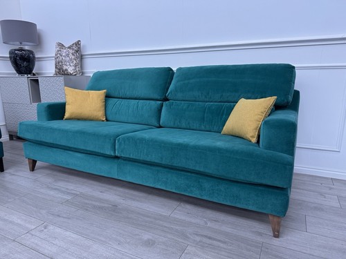 Furniture Village Lounge Co Romilly 4+4 Seater Sofas Teal Velvet Fabric - Picture 2 of 18