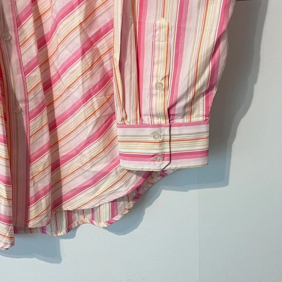 Elephant Mens Shirt Size 3XL 18 36/37 Pink Multicolor Striped Long Sleeve - Image 3 of 4