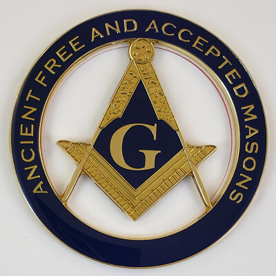 Auto Emblem Masonic Square & Compasses AF&AM Metal (SCA-1001) Enamel Freemason